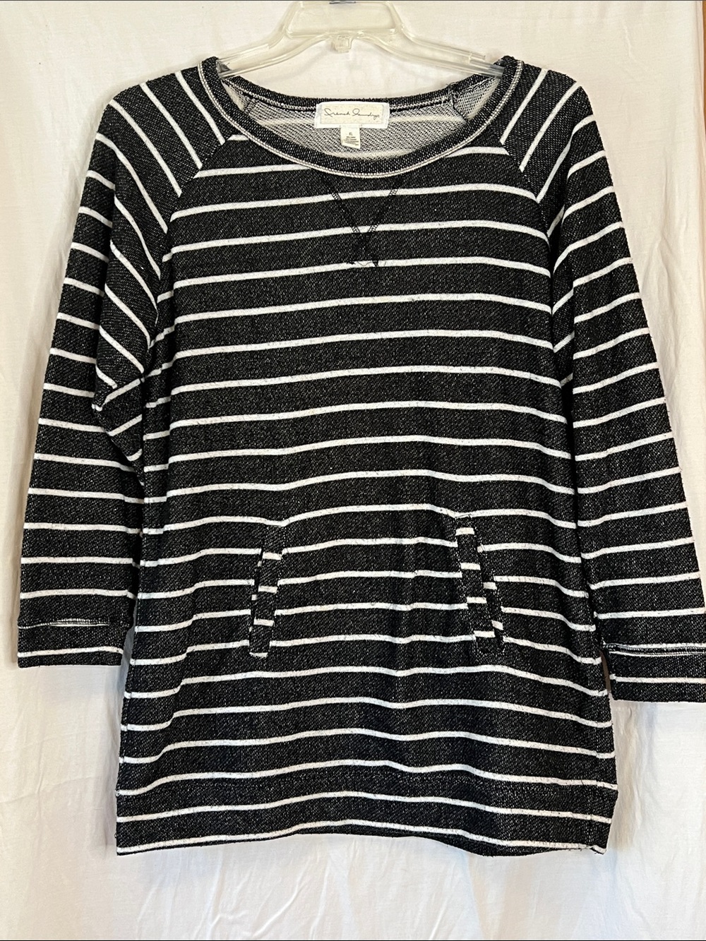 French Laundry Black & White Striped Pullover Women’s size XL
